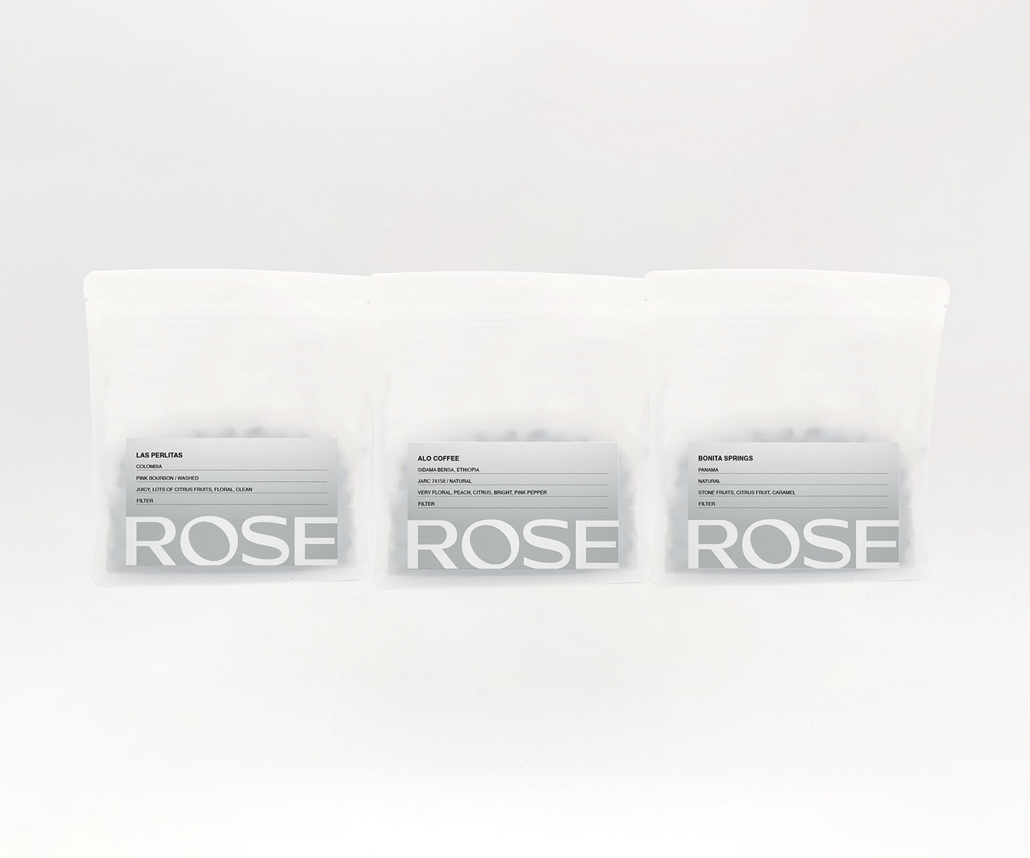 Rose Obsessions subscription selection of rare coffee bags