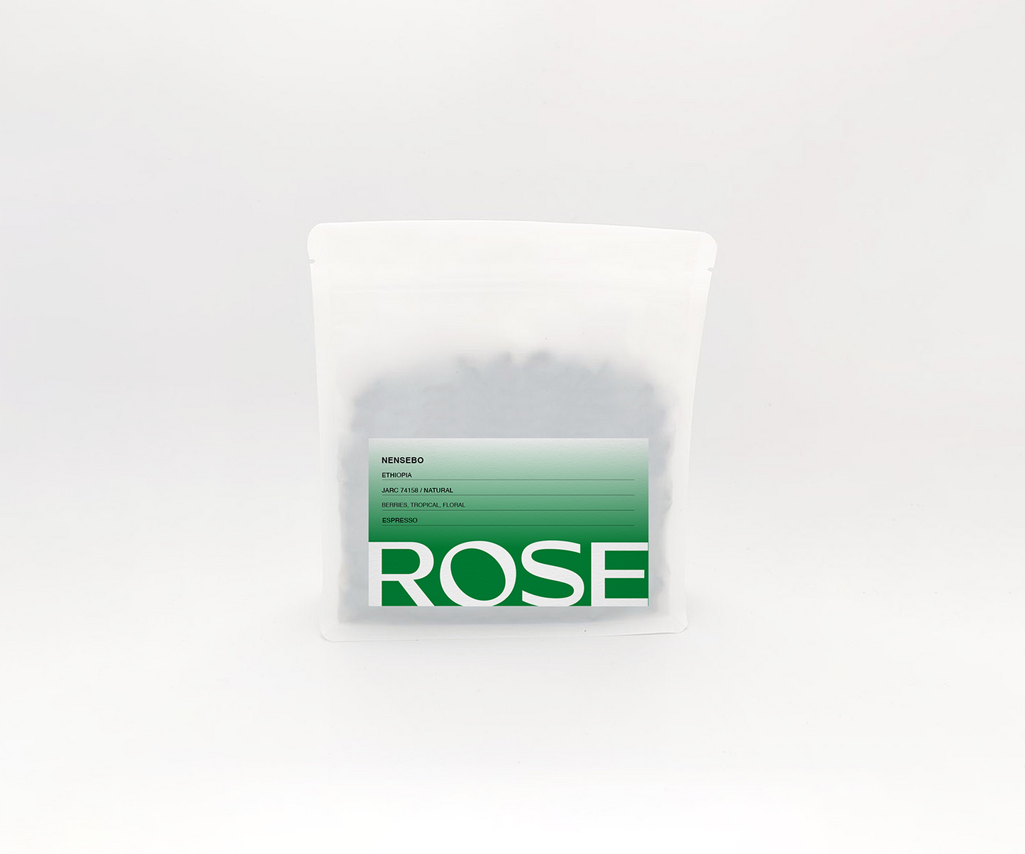 Rose 200g espresso coffee bag with pink label