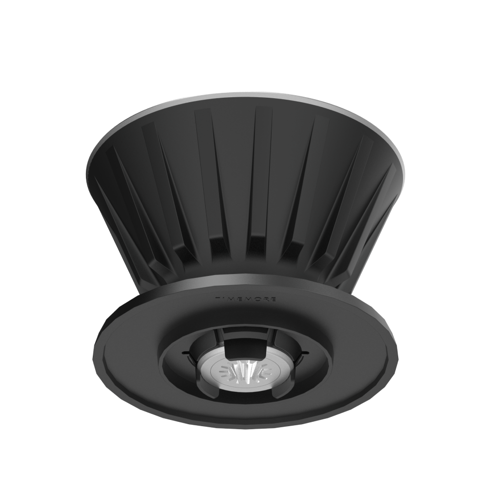 TIMEMORE Vector metal dripper shown from underneath on a white background